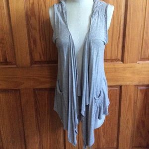 Banana Republic Grey Sleeveless Hooded Vest